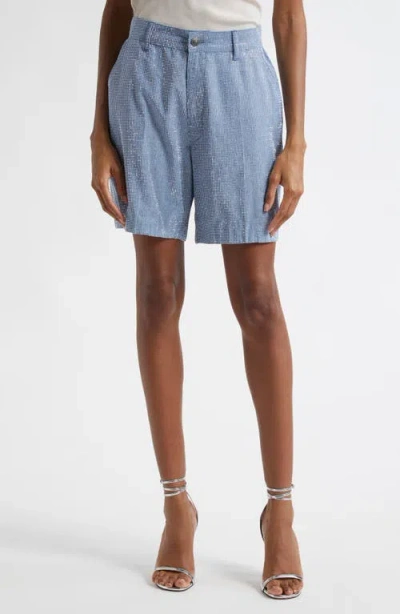 CINQ À SEPT CINQ À SEPT PATRICIA RHINESTONE DETAIL CHAMBRAY SHORTS