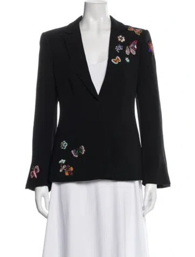Pre-owned Cinq À Sept Patterned Blazer In Black