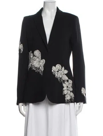Pre-owned Cinq À Sept Patterned Blazer In Black