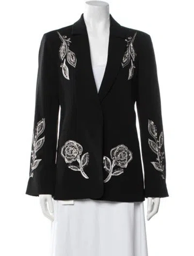 Pre-owned Cinq À Sept Patterned Blazer In Black