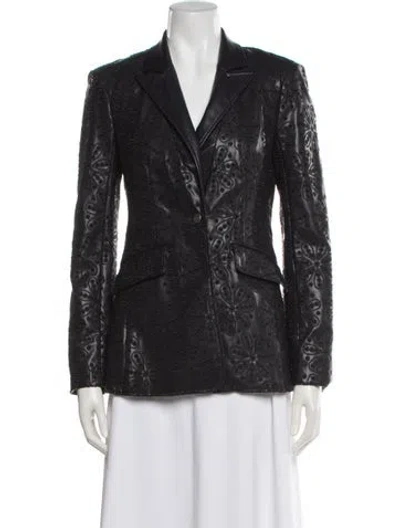 Pre-owned Cinq À Sept Patterned Blazer In Black