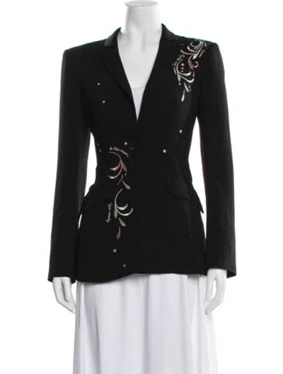 Pre-owned Cinq À Sept Patterned Blazer In Black