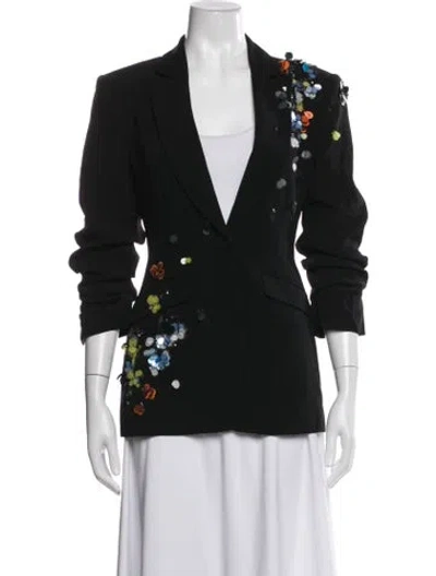 Pre-owned Cinq À Sept Patterned Blazer W/ Tags In Black