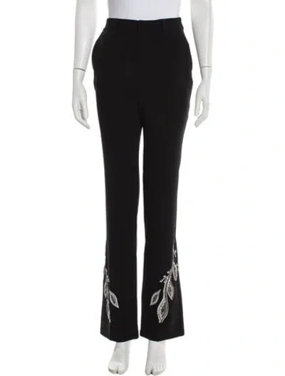 Pre-owned Cinq À Sept Patterned Flared Pants In Black