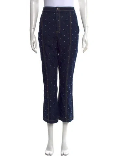 Pre-owned Cinq À Sept Patterned Flared Pants In Blue