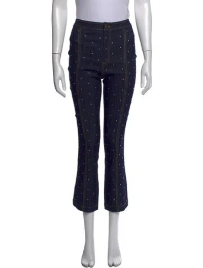 Pre-owned Cinq À Sept Patterned Flared Pants W/ Tags In Blue