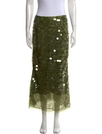 Pre-owned Cinq À Sept Patterned Long Skirt W/ Tags In Green