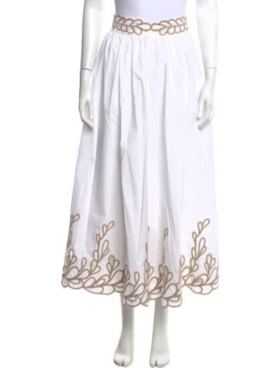 Pre-owned Cinq À Sept Patterned Long Skirt In White