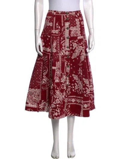 Pre-owned Cinq À Sept Patterned Midi Length Skirt In Red