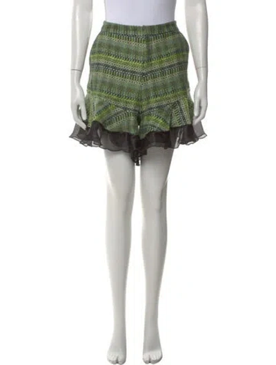 Pre-owned Cinq À Sept Patterned Mini Shorts W/ Tags In Green