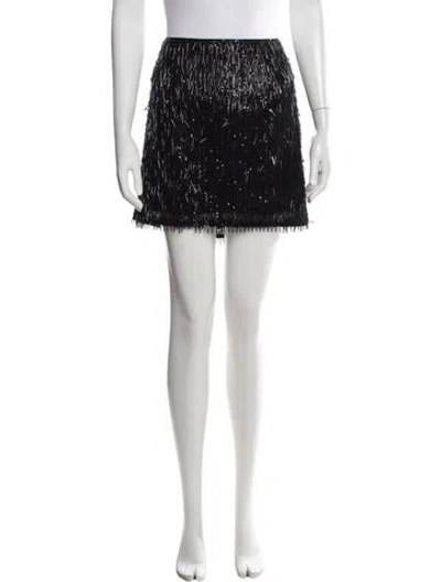 Pre-owned Cinq À Sept Patterned Mini Skirt In Black
