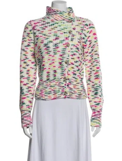 Pre-owned Cinq À Sept Patterned Mock Neck Sweater In Neutral