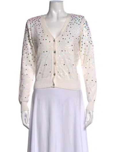 Pre-owned Cinq À Sept Patterned V-neck Sweater In Multicolor