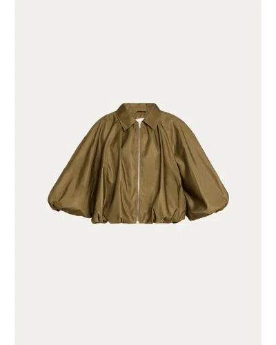 Cinq À Sept Paulina Balloon Bubble-hem Jacket In Dark Olive