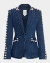 Cinq À Sept Pearl Embellished Blazer In Blue