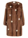Cinq À Sept Pearl-embellished Faux-fur Coat In Brown