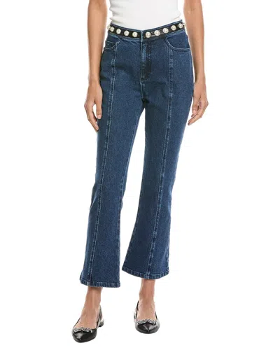 Cinq À Sept Pearl Embellished Shannon Pant In Blue