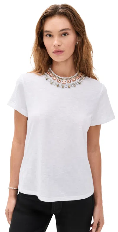 Cinq À Sept Pearl Rhinestone Necklace Danielle Tee White/pink