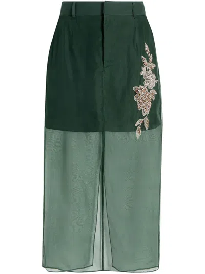 Cinq À Sept Peggy Midi Skirt In Green
