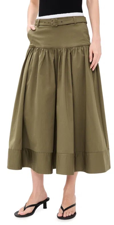 Cinq À Sept Peri Skirt Dark Olive/white In Green
