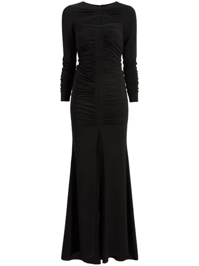Cinq À Sept Cinq A Sept Perri Long Sleeve Ruched Gown In Black