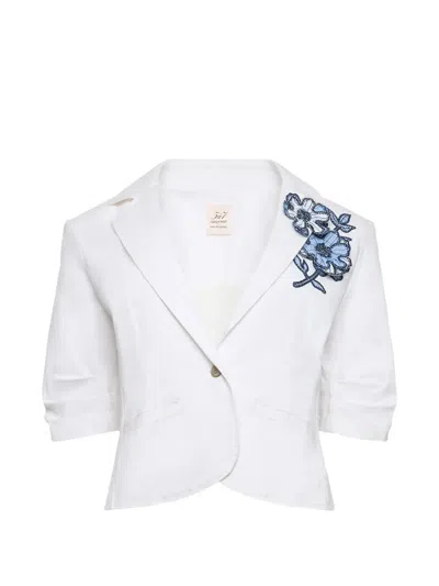 Cinq À Sept Petit Khloe Floral-appliqué Blazer In White