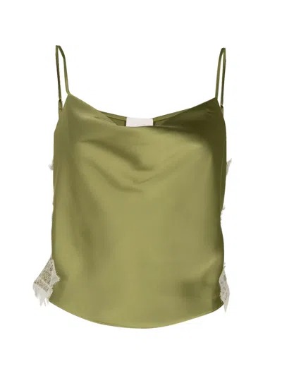 Cinq À Sept Petit Marta Lace-trim Satin Camisole Top In Green