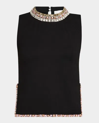 Cinq À Sept Petula Jewel-embellished Top In Black/multi