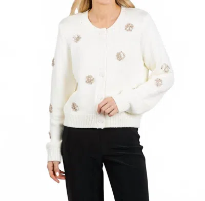 Cinq À Sept Piera Mini Sparkle Cardigan In Ivory In Multi