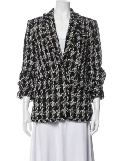 Pre-owned Cinq À Sept Plaid Print Blazer In Black