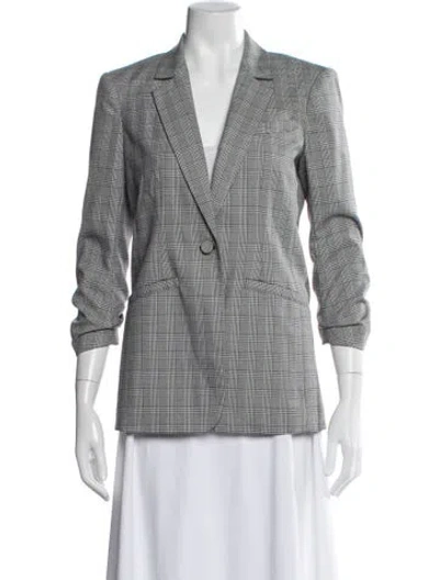 Pre-owned Cinq À Sept Plaid Print Blazer In Gray