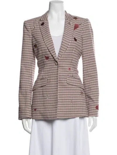Pre-owned Cinq À Sept Plaid Print Blazer In Multi