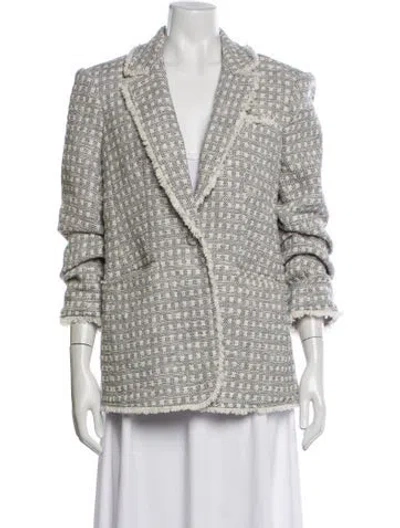 Pre-owned Cinq À Sept Plaid Print Blazer W/ Tags In Blue