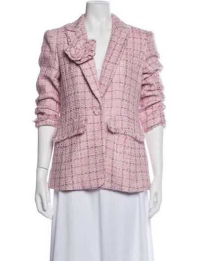 Pre-owned Cinq À Sept Plaid Print Blazer W/ Tags In Pink