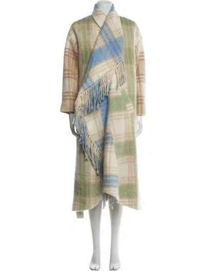 Pre-owned Cinq À Sept Plaid Print Coat