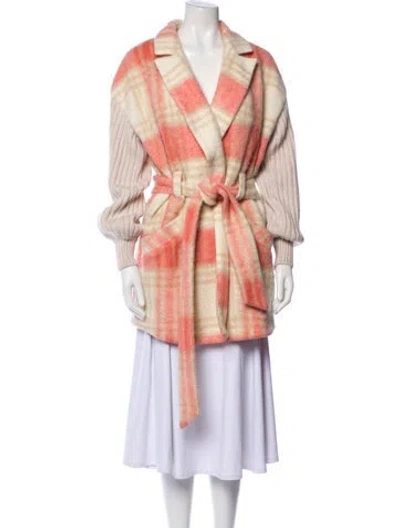 Pre-owned Cinq À Sept Plaid Print Coat In Multi