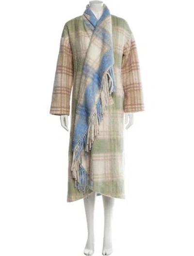 Pre-owned Cinq À Sept Plaid Print Coat In Neutral