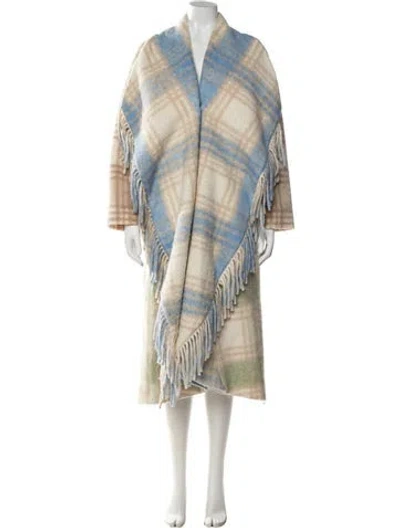 Pre-owned Cinq À Sept Plaid Print Coat In Neutral
