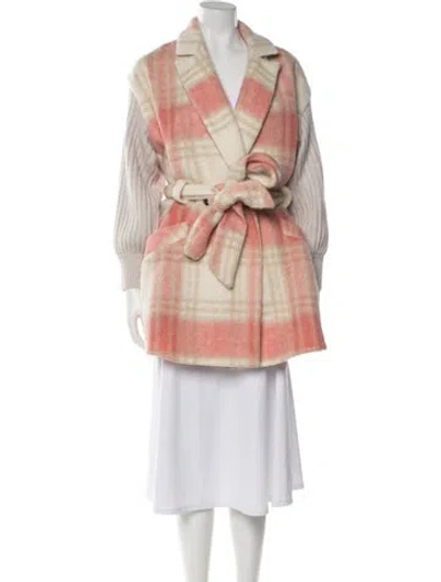 Pre-owned Cinq À Sept Plaid Print Coat W/ Tags In Multi