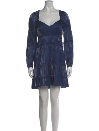 Pre-owned Cinq À Sept Plaid Print Mini Dress In Blue