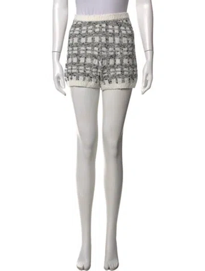 Pre-owned Cinq À Sept Plaid Print Mini Shorts In Black