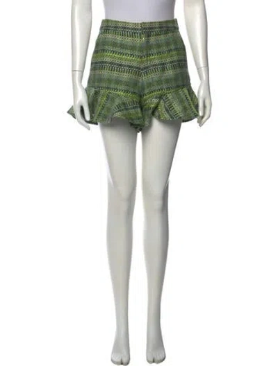 Pre-owned Cinq À Sept Plaid Print Mini Shorts In Green