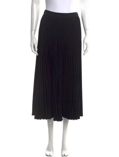 Pre-owned Cinq À Sept Pleated Accents Midi Length Skirt In Black