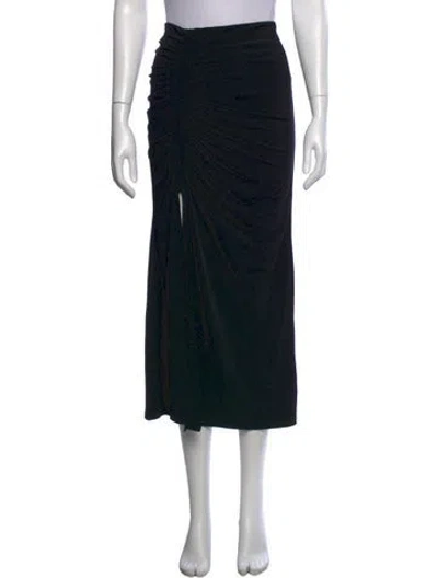 Pre-owned Cinq À Sept Pleated Accents Midi Length Skirt In Black