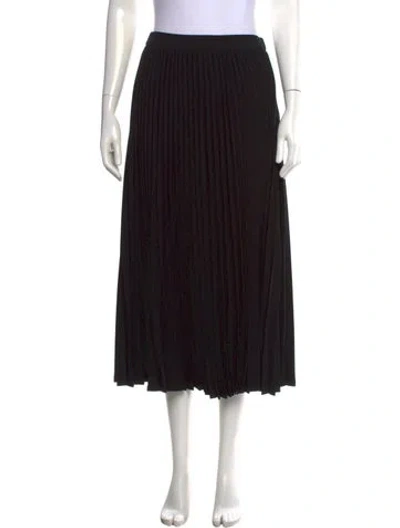 Pre-owned Cinq À Sept Pleated Accents Midi Length Skirt In Black
