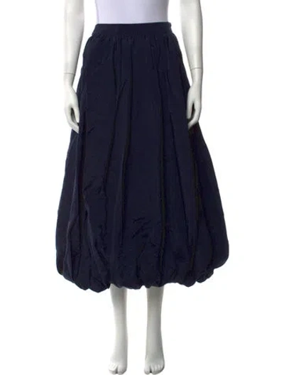 Pre-owned Cinq À Sept Pleated Accents Midi Length Skirt In Black