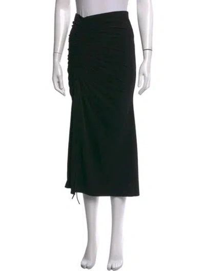 Pre-owned Cinq À Sept Pleated Accents Midi Length Skirt In Black