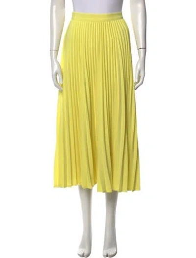 Pre-owned Cinq À Sept Pleated Accents Midi Length Skirt In Yellow