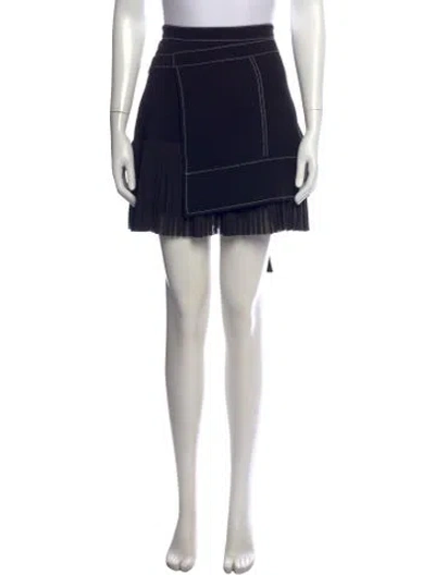 Pre-owned Cinq À Sept Pleated Accents Mini Skirt In Black