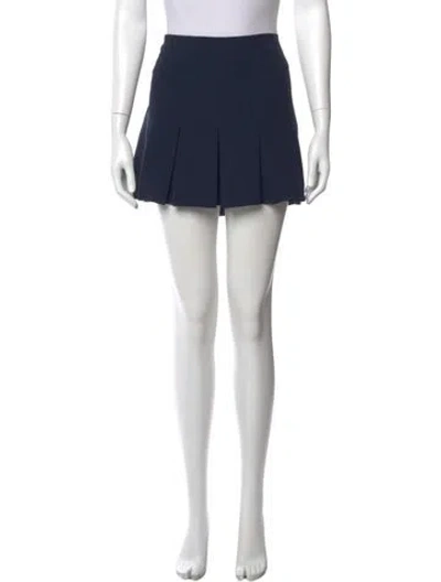Pre-owned Cinq À Sept Pleated Accents Mini Skirt In Blue